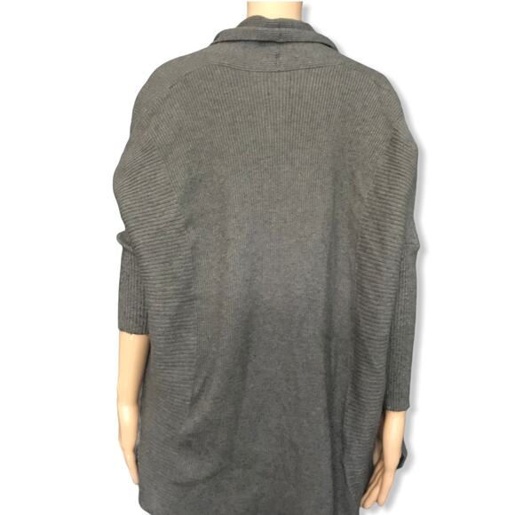 Zara Knit Gray Ribbed Open Front Batwing Cardigan Sweater M - Picture 6 of 10